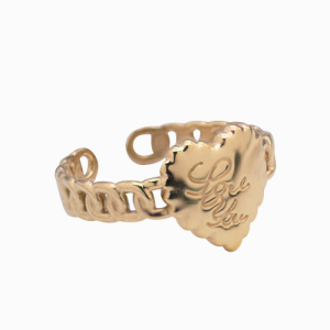 Anillo corazón Love You con eslabones