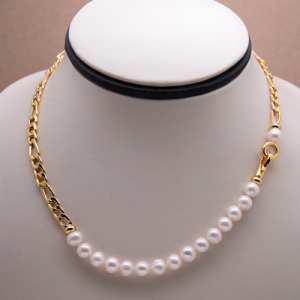 Collar de perla cultivada y cadena