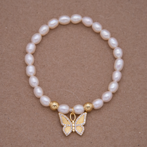 Pulsera de perla con dije de mariposa