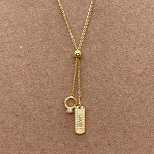 Juego cadena y dijes de plaquita con anillo en vermail