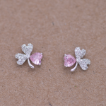 Aretes de plata diseño trébol