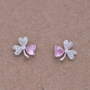 Aretes de plata diseño trébol