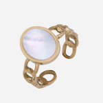 Anillo eslabones con madreperla oval