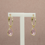 Arracada con cristal rosa en gota