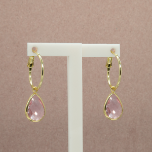 Arracada con cristal rosa en gota