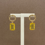 Aretes de cristal amarillo rectangular