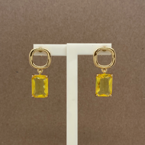 Aretes de cristal amarillo rectangular