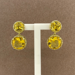 Aretes largos de cristal amarillo