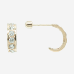 Broquel de oro de 10k media arracada con circones