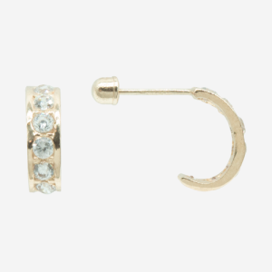 Broquel de oro de 10k media arracada con circones