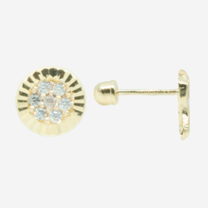 Broquel de oro de 10k con pavé de circones