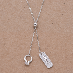 Juego cadena y dije de anillo y plaquita love