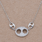 Juego cadena y dije de óvalos con circones