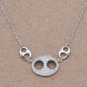 Juego cadena y dije de óvalos con circones