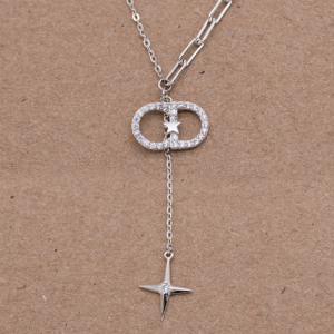 Juego cadena y dije de óvalos con estrella