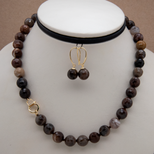 Juego de collar y aretes de piedra ágata