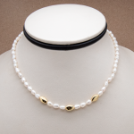Collar corto de perla de arroz