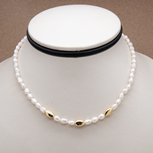 Collar corto de perla de arroz