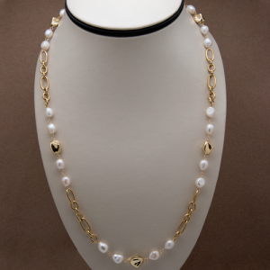 Collar largo de perla irregular