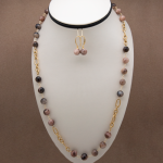 Collar largo con aretes de perla moonstone