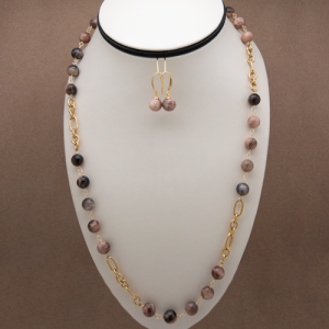 Collar largo con aretes de perla moonstone