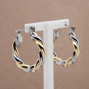 Arracadas grandes 2 tonos trenzadas