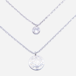 Juego de cadena con dije doble de árbol de la vida y circón