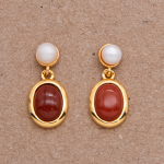 Aretes largos de jade y perla