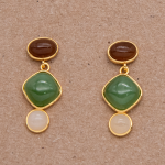Aretes largos de ágata y jade