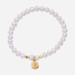 Pulsera de perlas cultivadas con escapulario Virgen de Guadalupe/ Sagrado Corazón