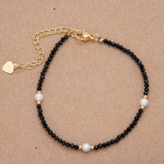 Pulsera de black spinel con madre perla