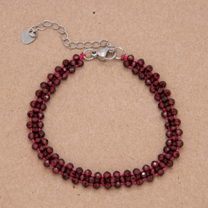 Pulsera de granate tejido de cruz