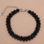 Pulsera de black spinel tejido cruz
