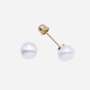 Broquel oro 10k con perla cultivada de 5mm