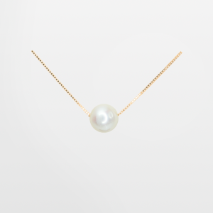 Juego de dije y cadena de vermail  con perla redonda 10mm