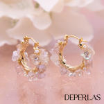 Arracadas de chapa de oro de 18k con cristales rosas y flores