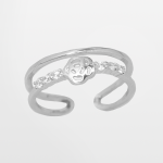Anillo de plata doble argolla con flor y circones