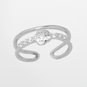 Anillo de plata doble argolla con flor y circones