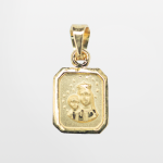 Medalla cuadrada de oro laminado Virgen del Carmen/ Sagrado Corazón