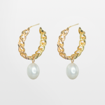 Arracada de aleación con baño de oro y perla cultivada