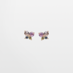 Broquel oro 10k con circones de colores forma mariposa