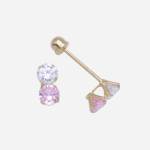 Broquel oro 10k con circon rosa y blanco