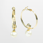 Arracada doble con madreperla y bead de chapa movible