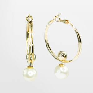 Arracada doble con madreperla y bead de chapa movible