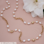 Collar largo de perla oval