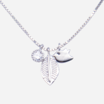 Juego de dije con cadena de plata con 3 dijes colgantes