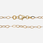 Cadena de eslabones de chapa de oro de 18k con eslabones ovales planos de 47 cm.