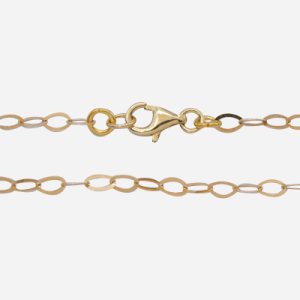 Cadena de eslabones de chapa de oro de 18k con eslabones ovales planos de 47 cm.