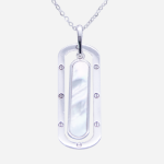 Juego de cadena con dije de plata  diseño de clip con madre perla