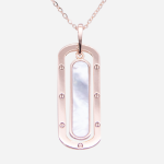 Juego de cadena con dije de plata con baño de oro rosado diseño de clip con madre perla